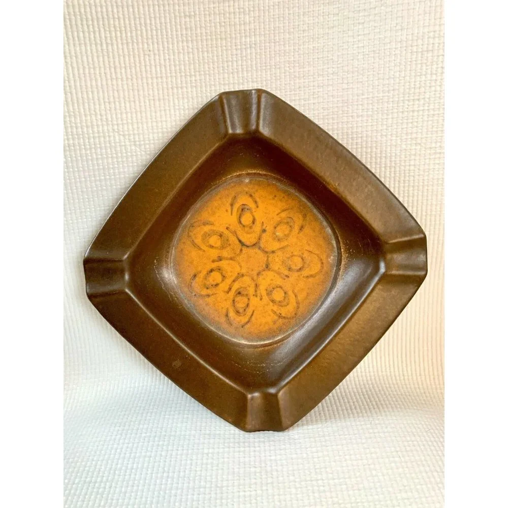 Vintage Art Deco MCM Pottery Ashtray Germany Numbered Tobacciana